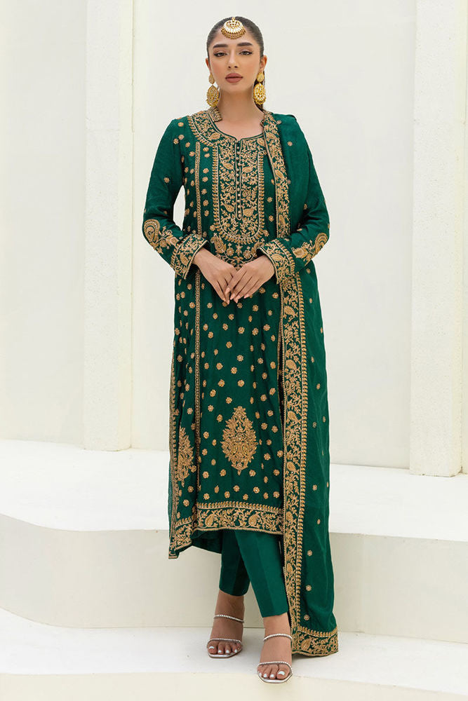 DC-2083 NAVY BLUE 2PCS  EMBROIDERED KURTA WITH TROUSER