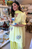 Lemon June With Silk Farshi Shalwar