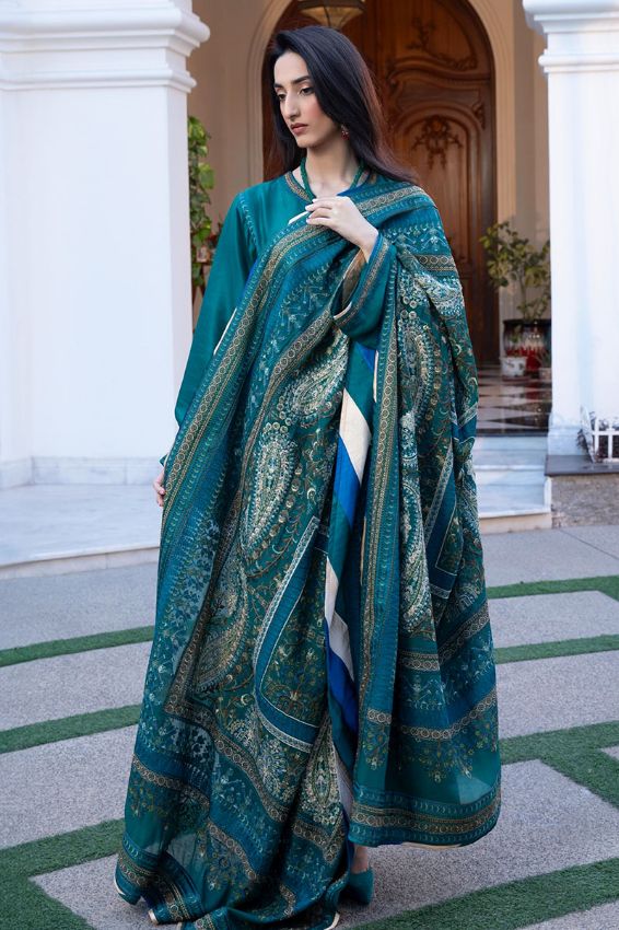 Mirror Work Shawl on Karandi Silk