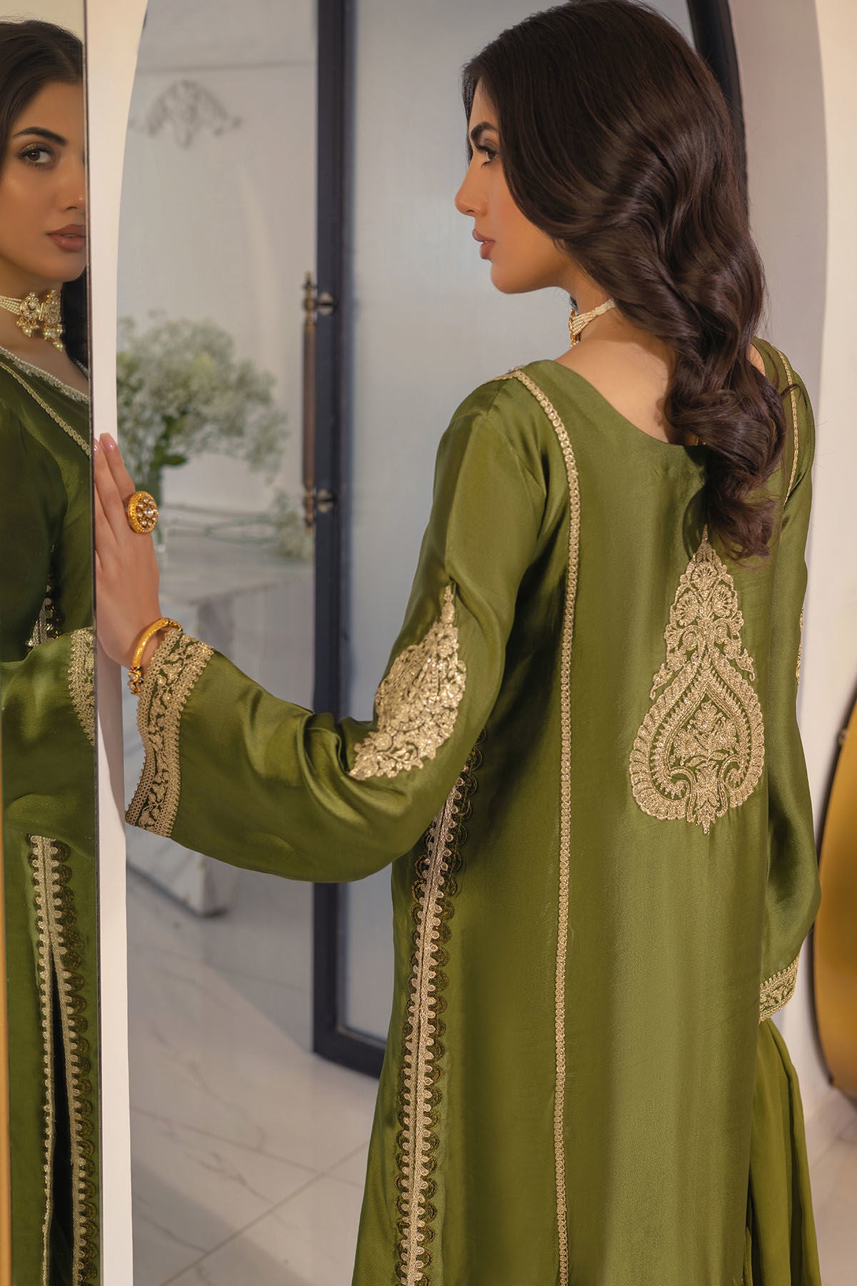Runela Olive - Shirt, Pants and Dupatta