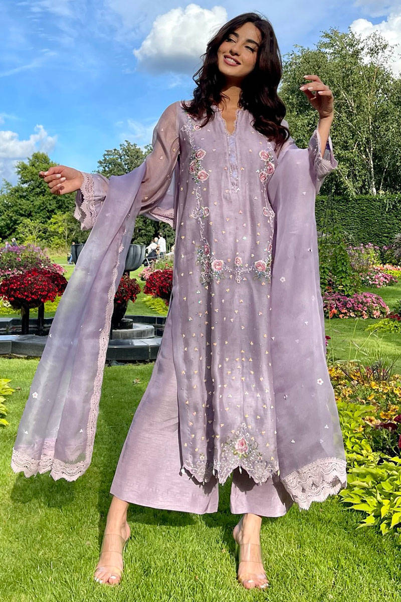 Vintage Sparkle in Lilac with Pants and Dupatta