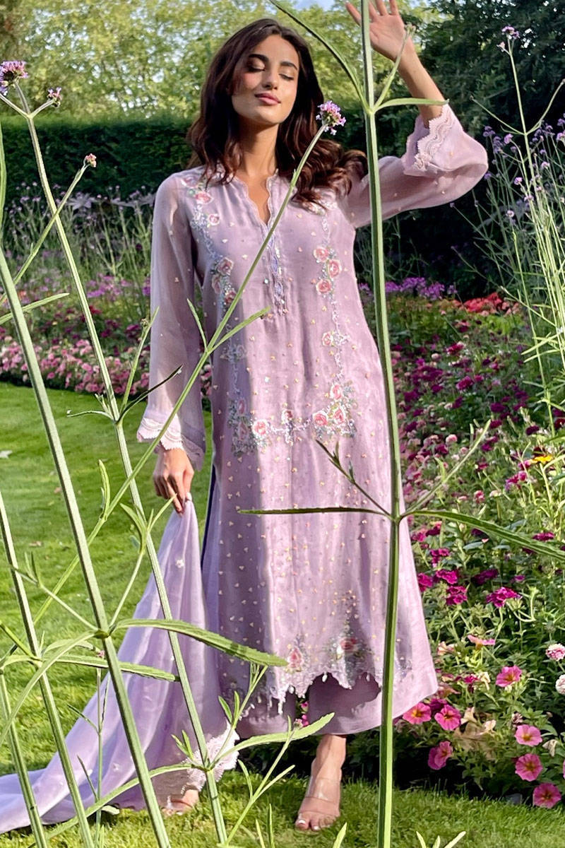 Vintage Sparkle in Lilac with Pants and Dupatta