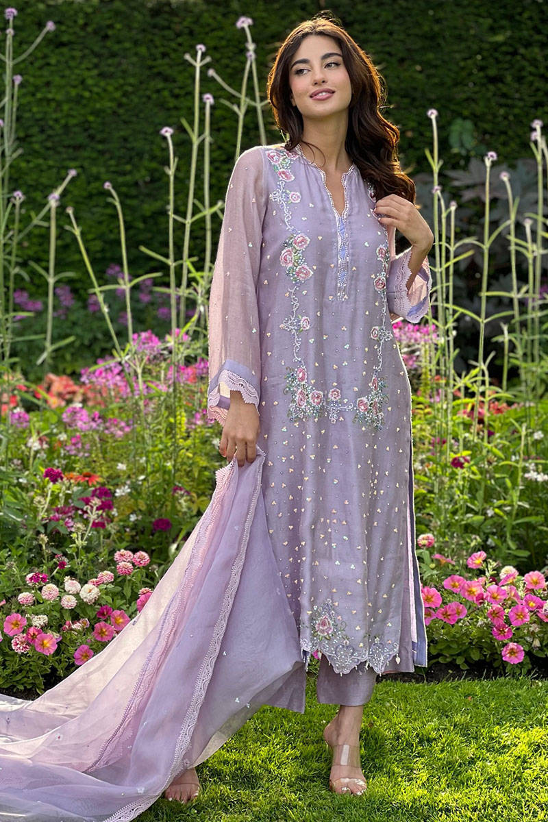 Vintage Sparkle in Lilac with Pants and Dupatta