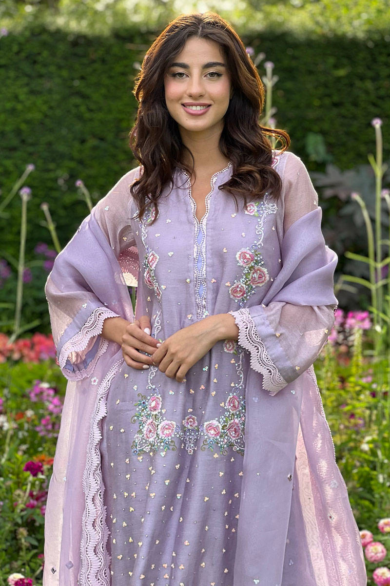 Vintage Sparkle in Lilac with Pants and Dupatta
