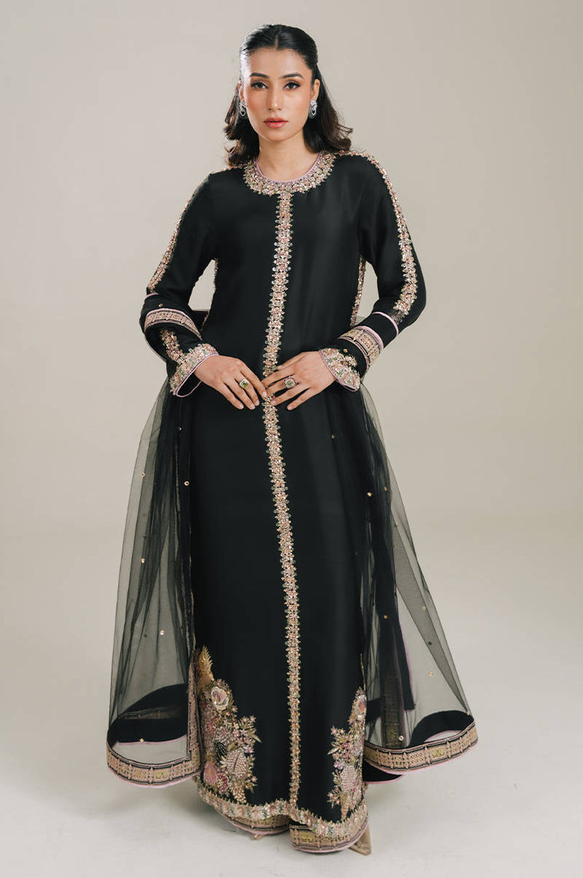 Lila In Silk (Black) - Shirt, Pants & Dupatta