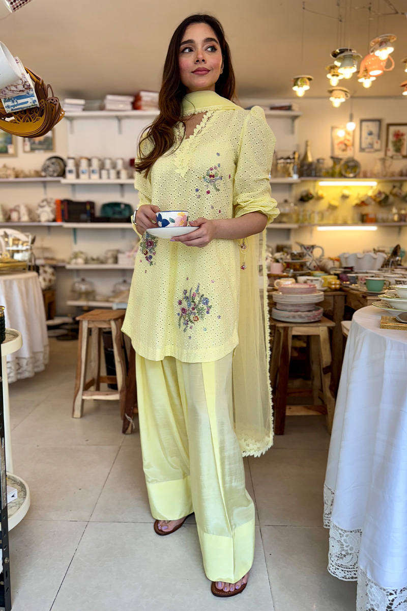 Lemon June With Silk Farshi Shalwar