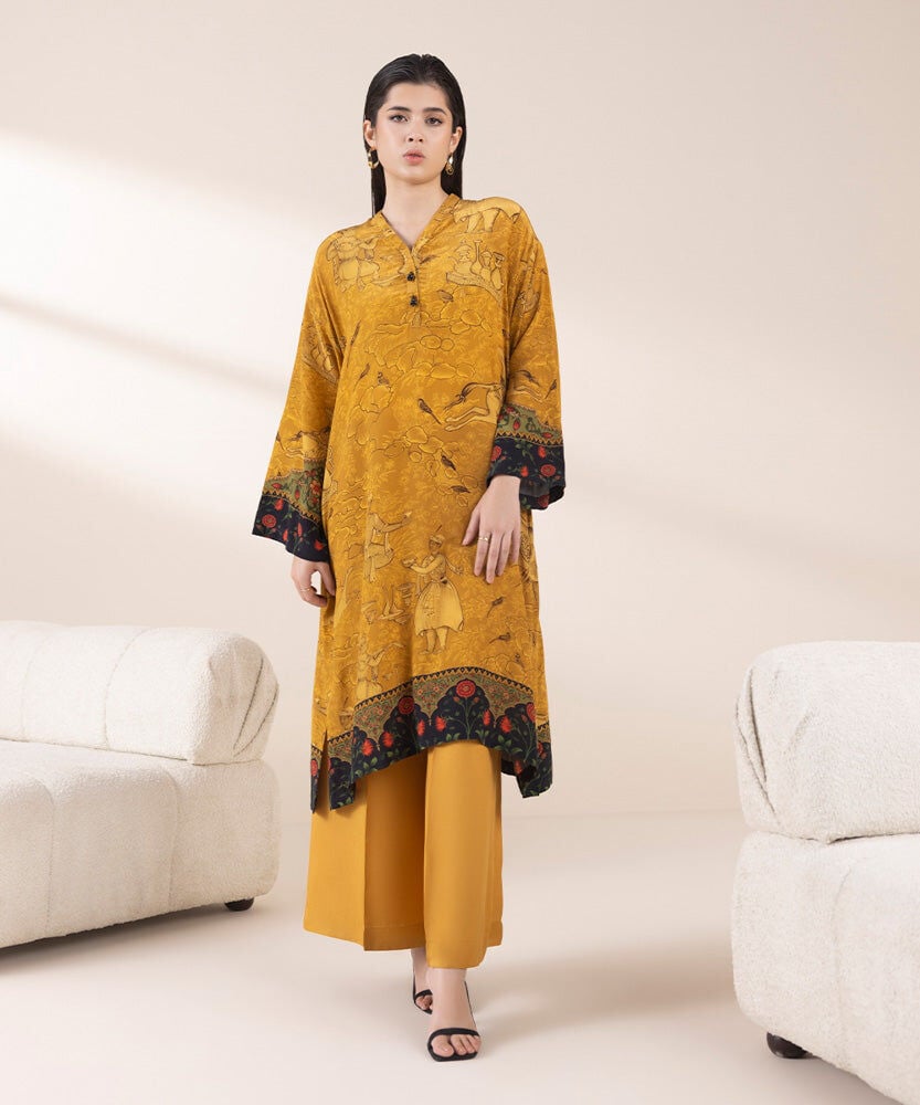 2 Piece - Printed Silk Suit