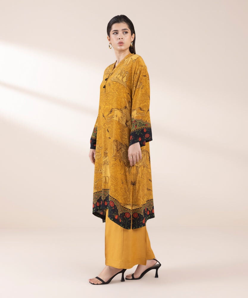 2 Piece - Printed Silk Suit