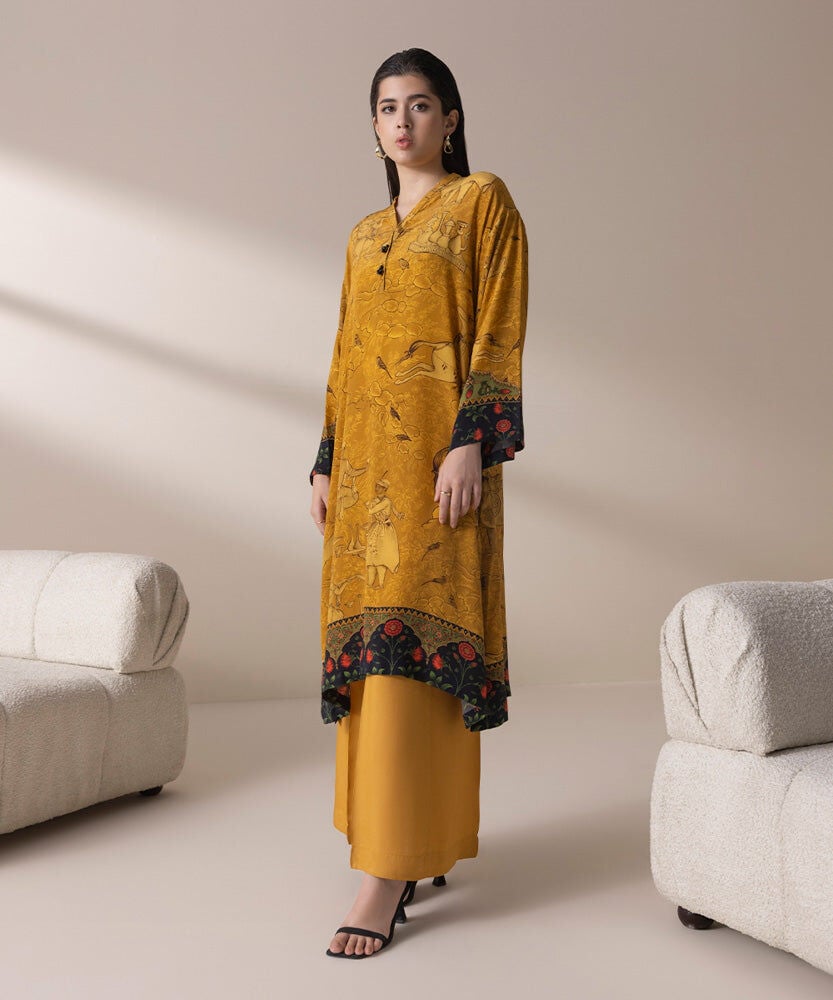 2 Piece - Printed Silk Suit