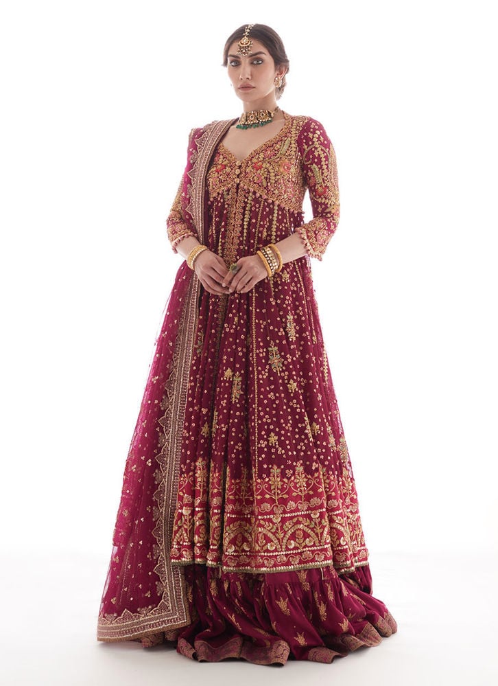 Modern Meenakari Magenta Kalidaar