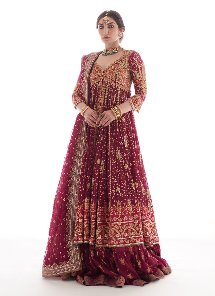 Modern Meenakari Magenta Kalidaar