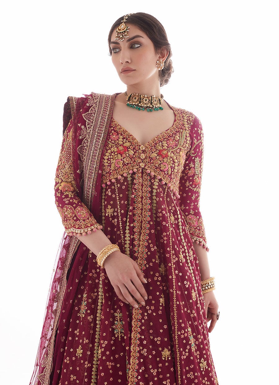 Modern Meenakari Magenta Kalidaar