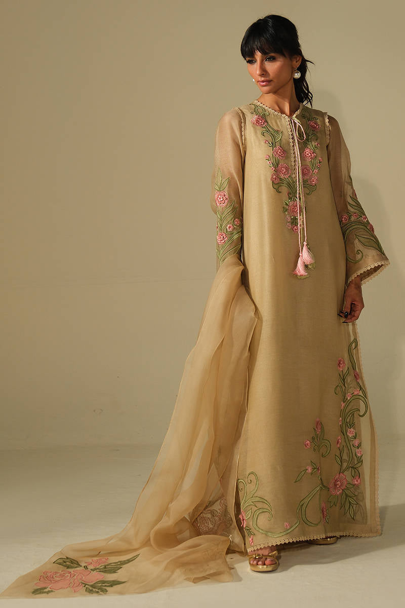 Beige Rose Shirt with Pants