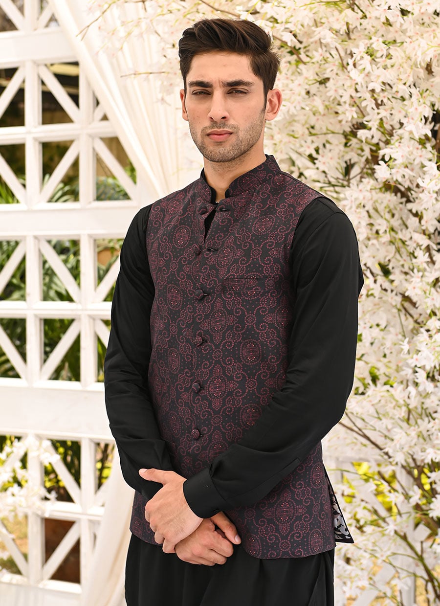 Leila Black Printed Waistcoat