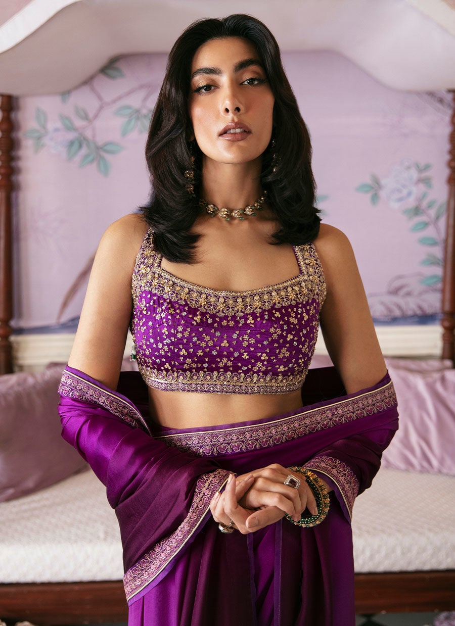 Aigul Aubergine Saree