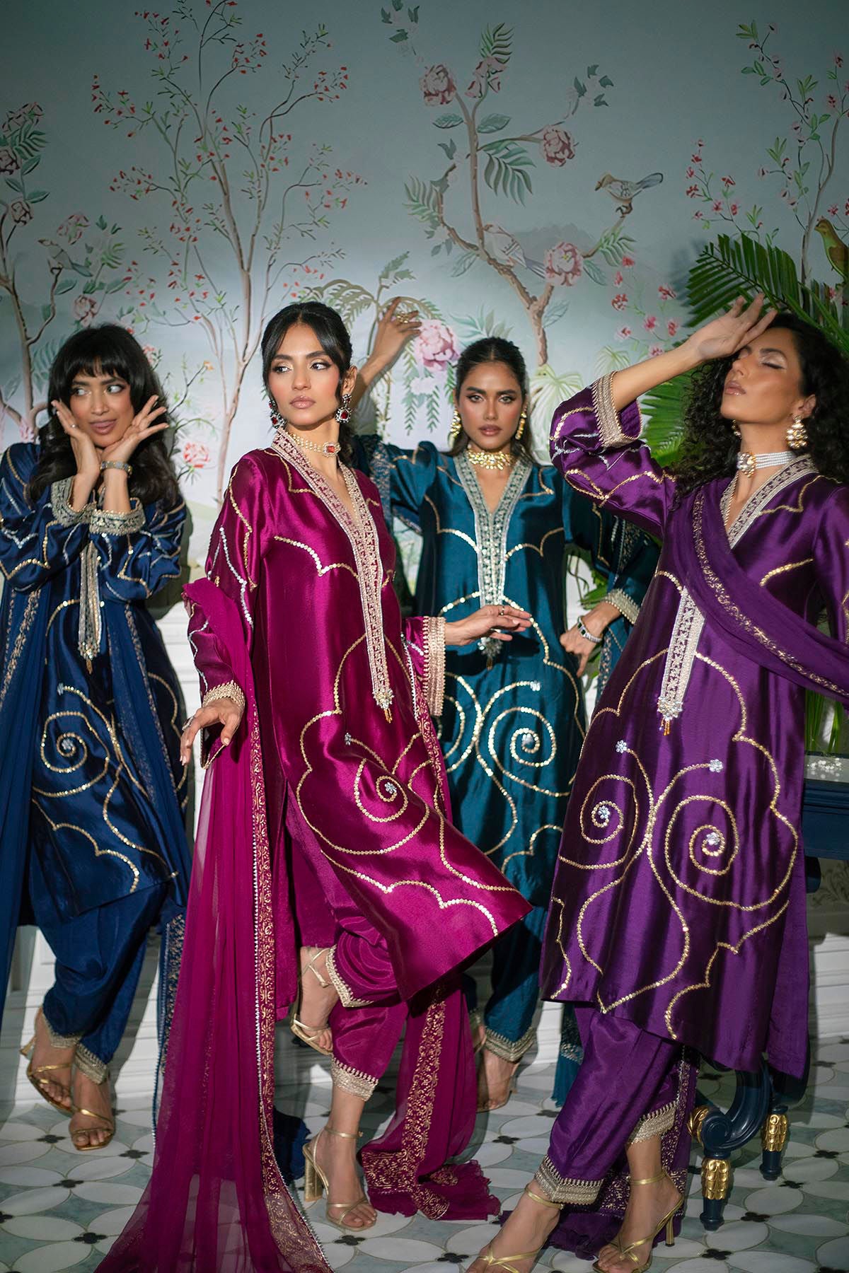 Izali Deep Teal- Shirt, Pants And Dupatta