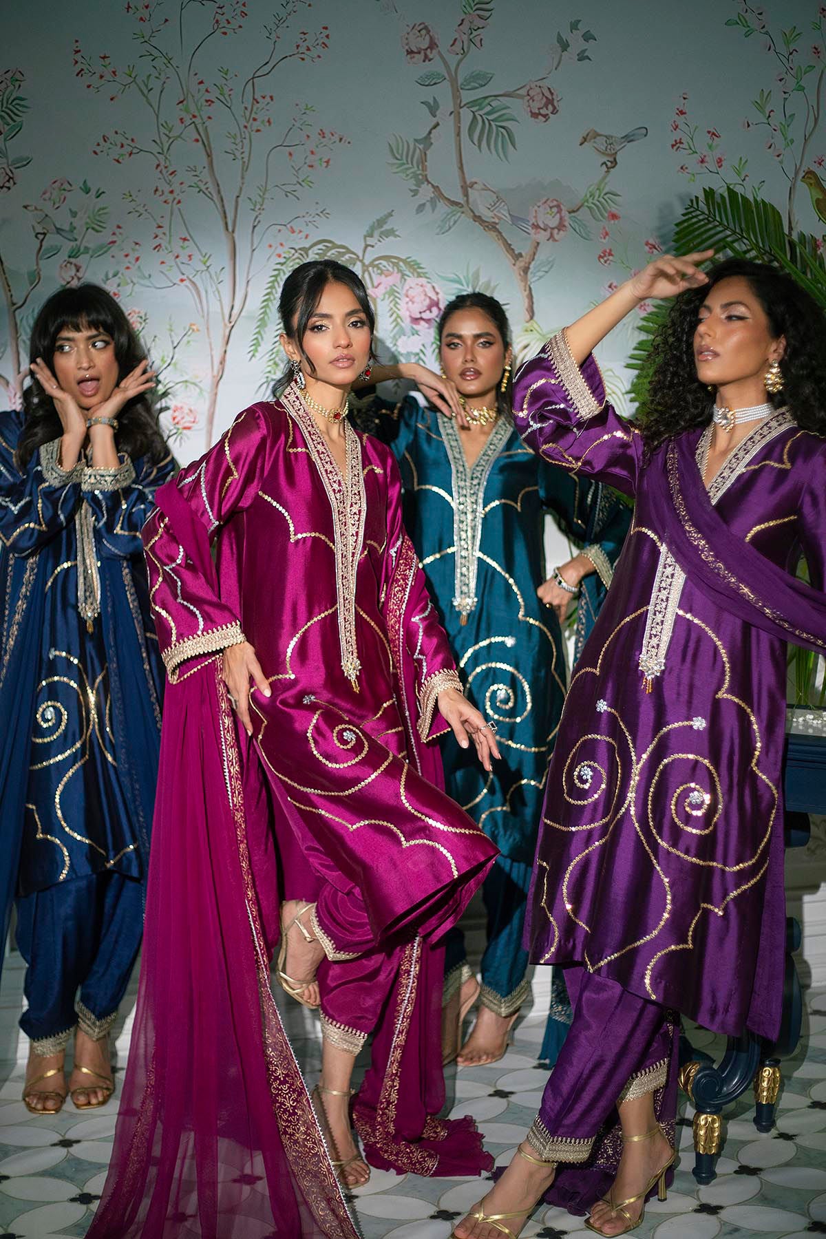 Izali Deep Teal- Shirt, Pants And Dupatta
