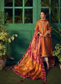 Bahar Burnt Orange Kurta With Pure Tissue Ombre Dupatta