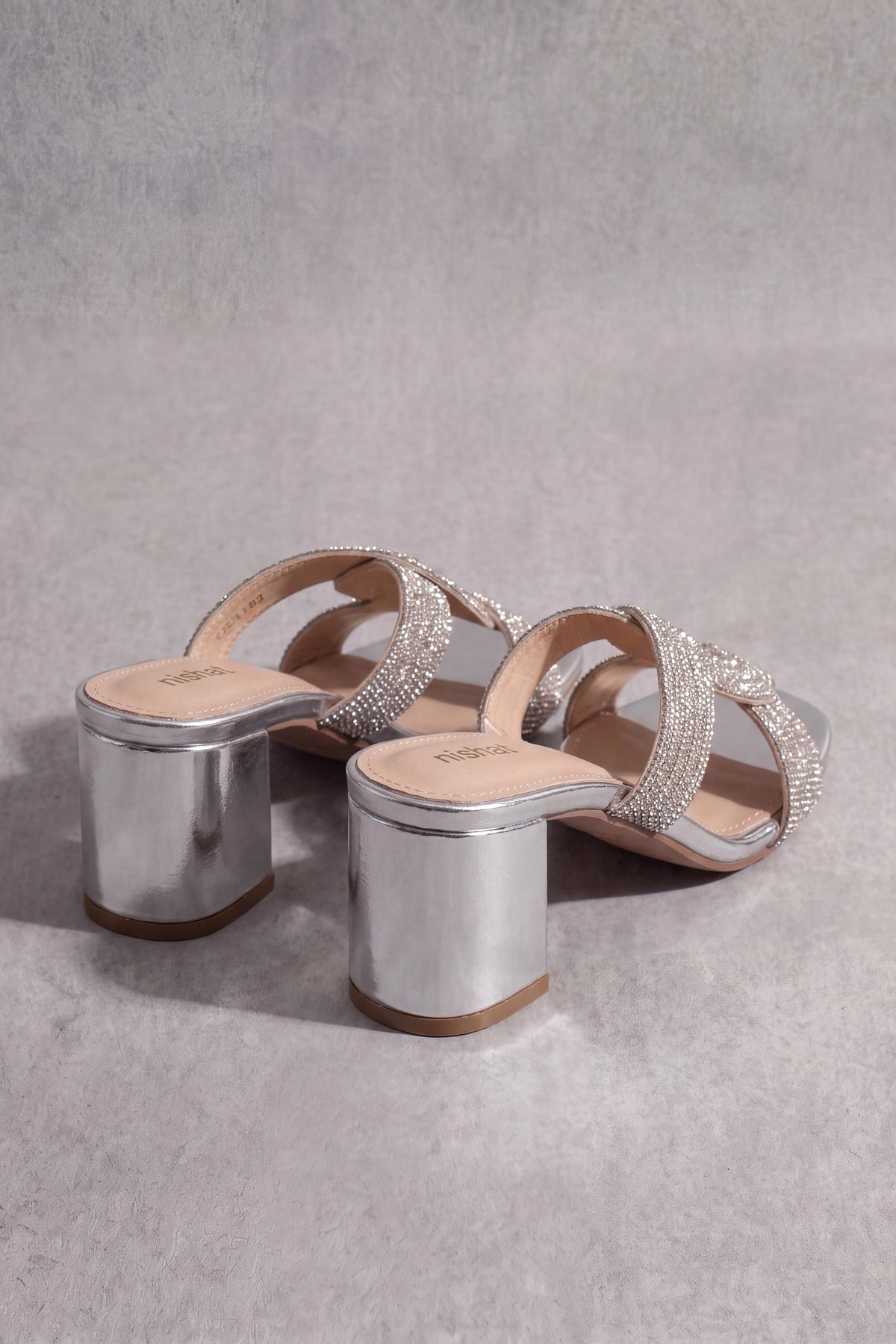 Silver Block Heels-1717412920