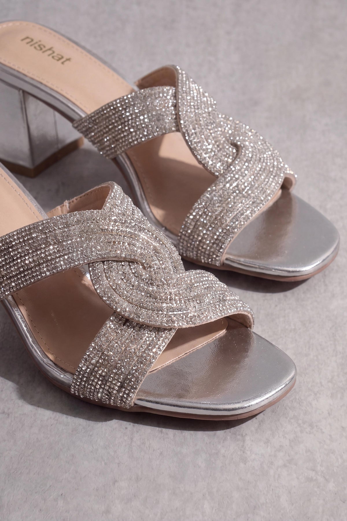 Silver Block Heels-1717412920