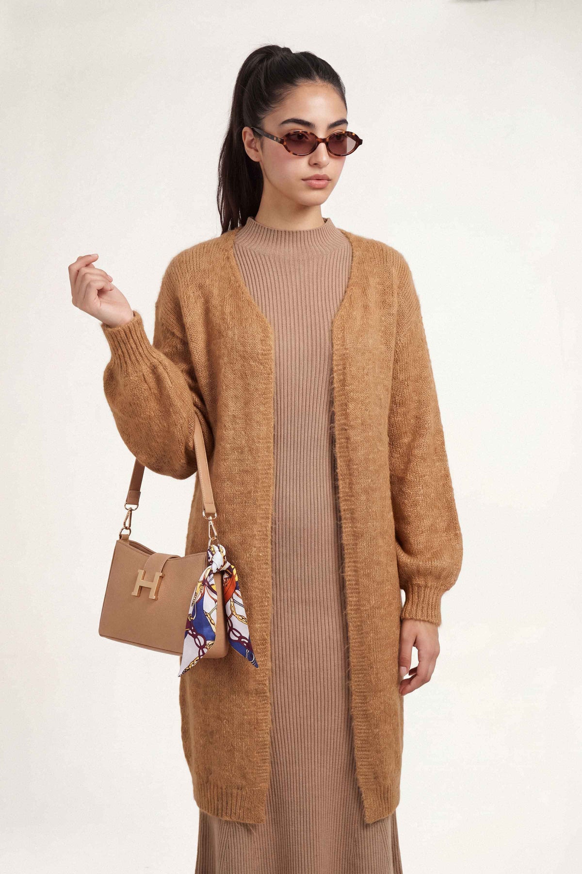Camel Long Sweater-1719000129