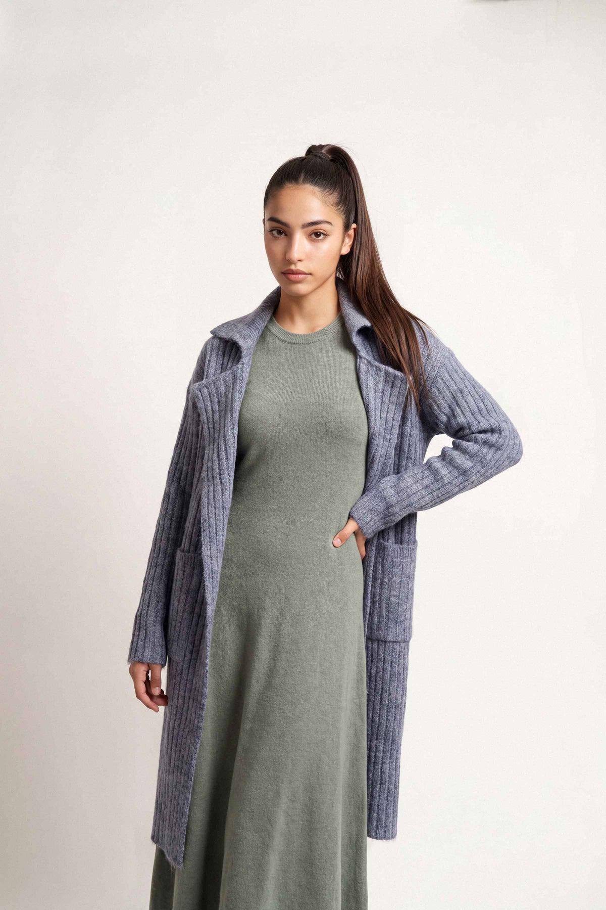 Grey Long Sweater-1719020111