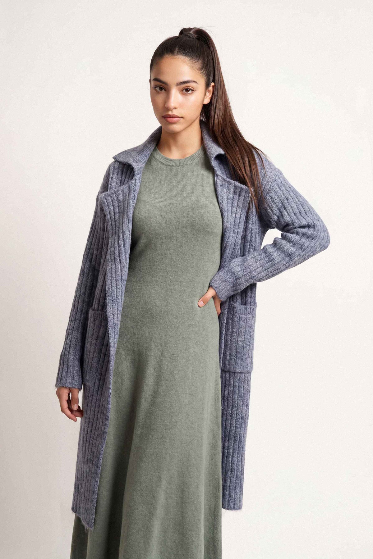 Grey Long Sweater-1719020111