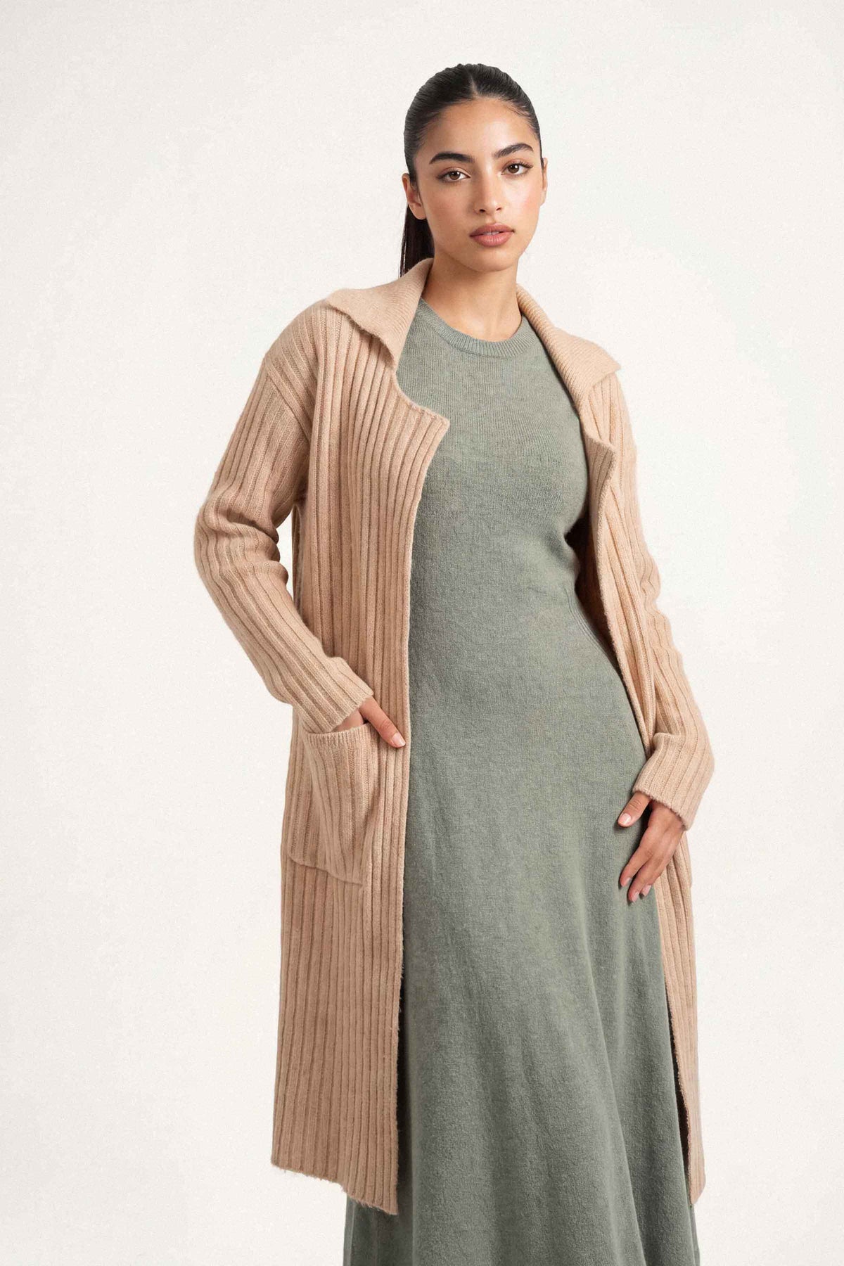 Light Beige Long Sweater-1719020118