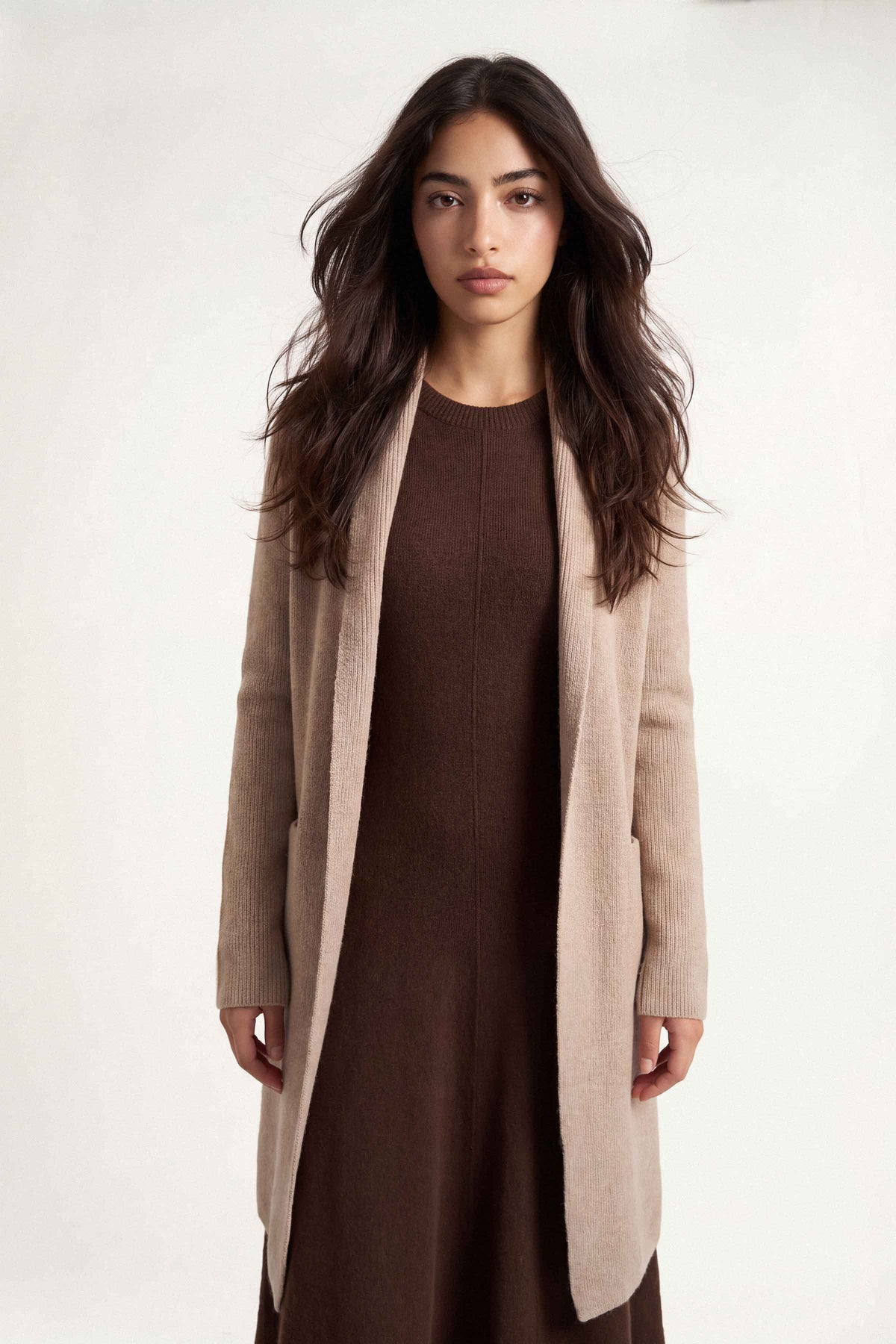 Light Beige Long Sweater-1719050118