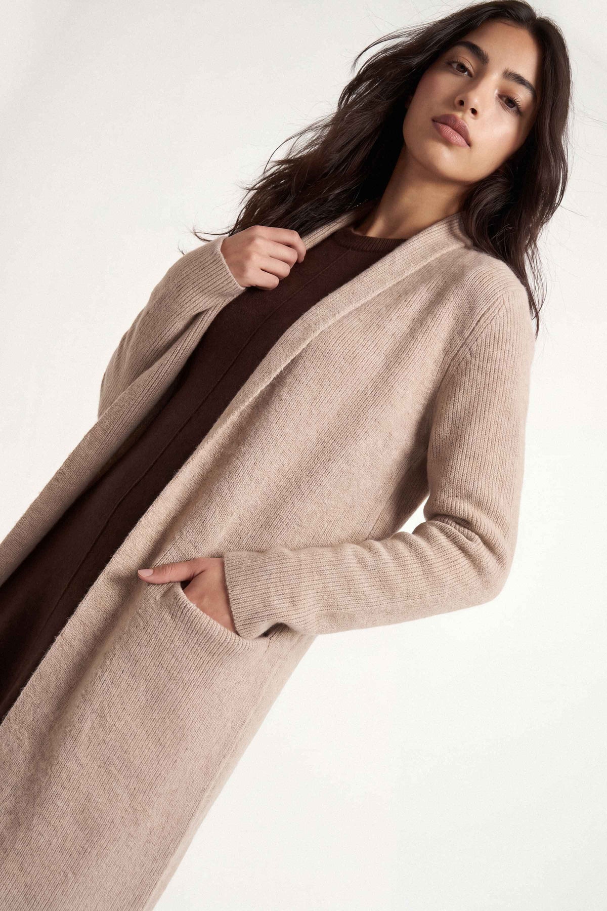 Light Beige Long Sweater-1719050118