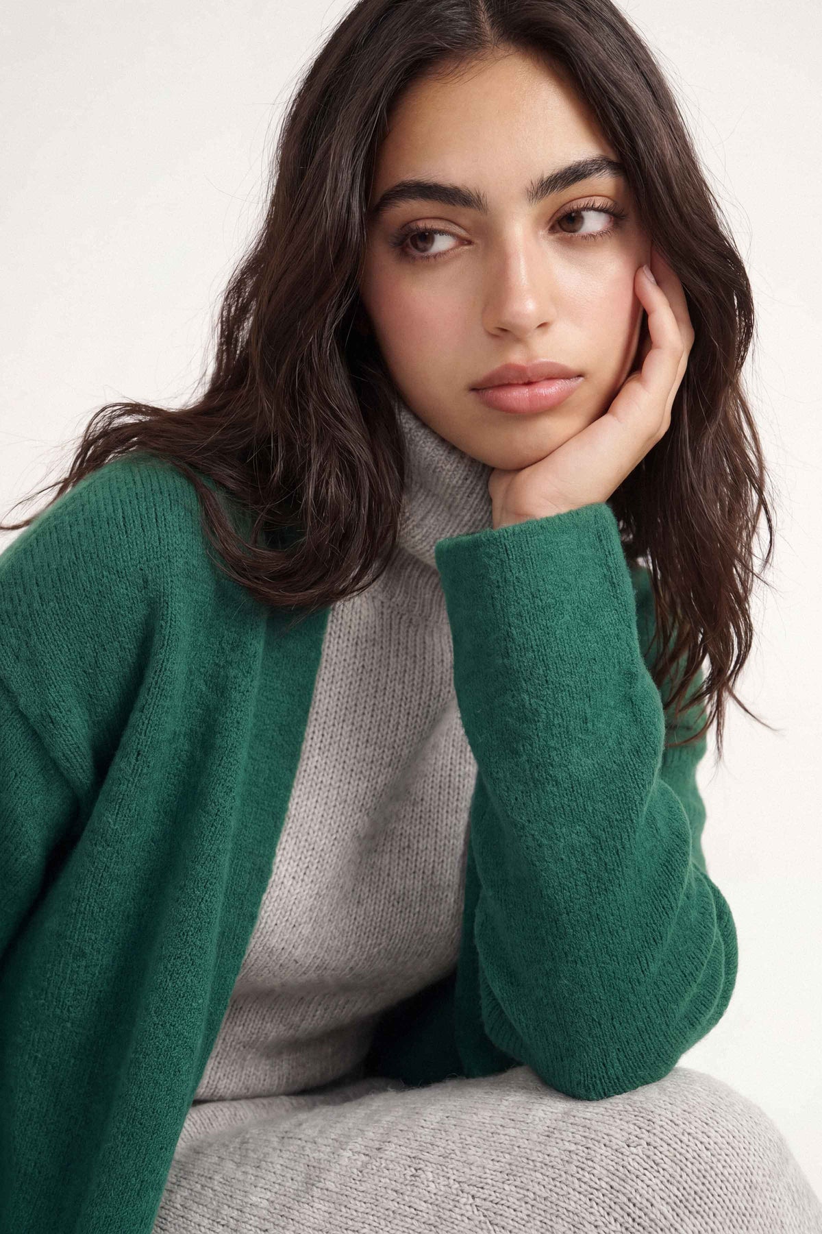Dark Green Long Sweater-1719060104