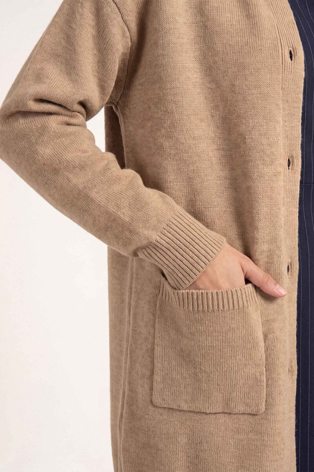 Beige Long Sweater-1719100118