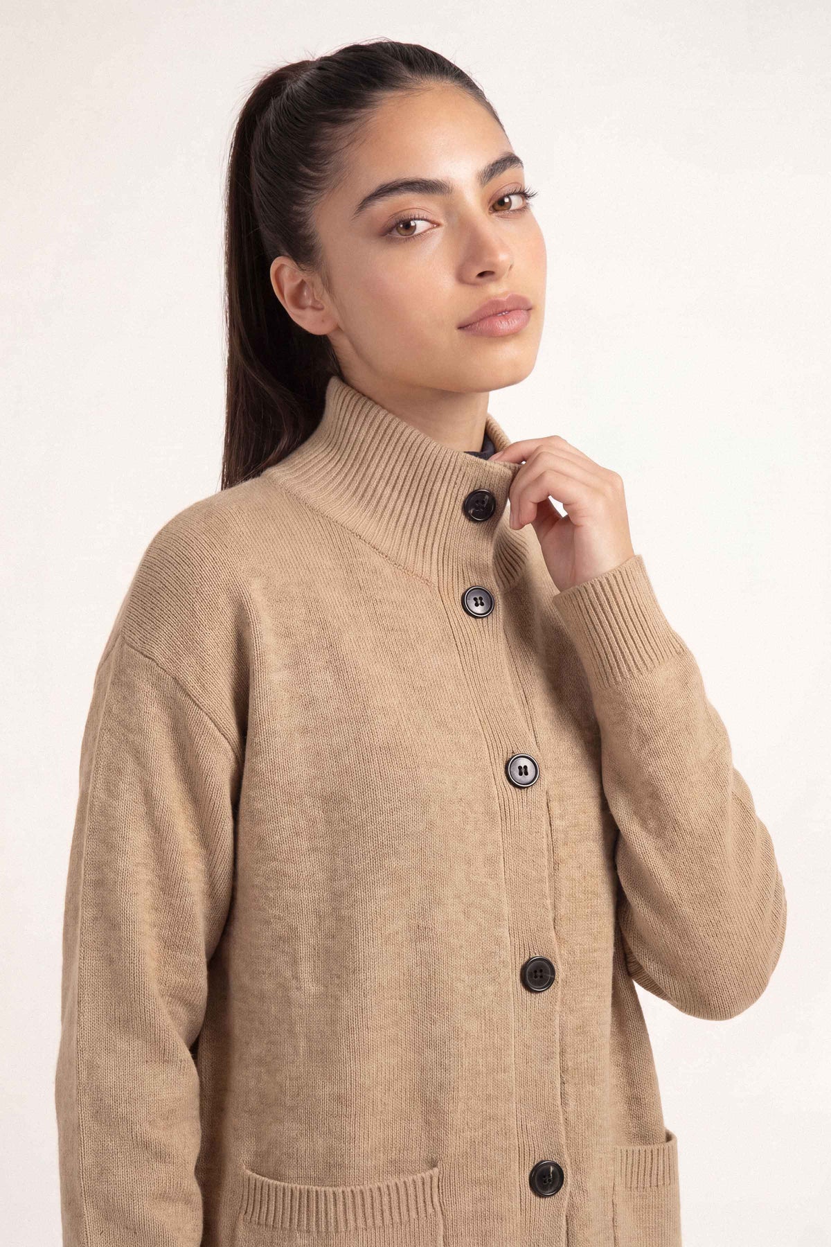 Beige Long Sweater-1719100118