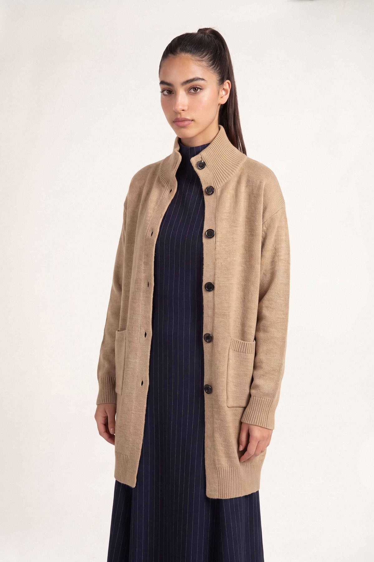 Beige Long Sweater-1719100118