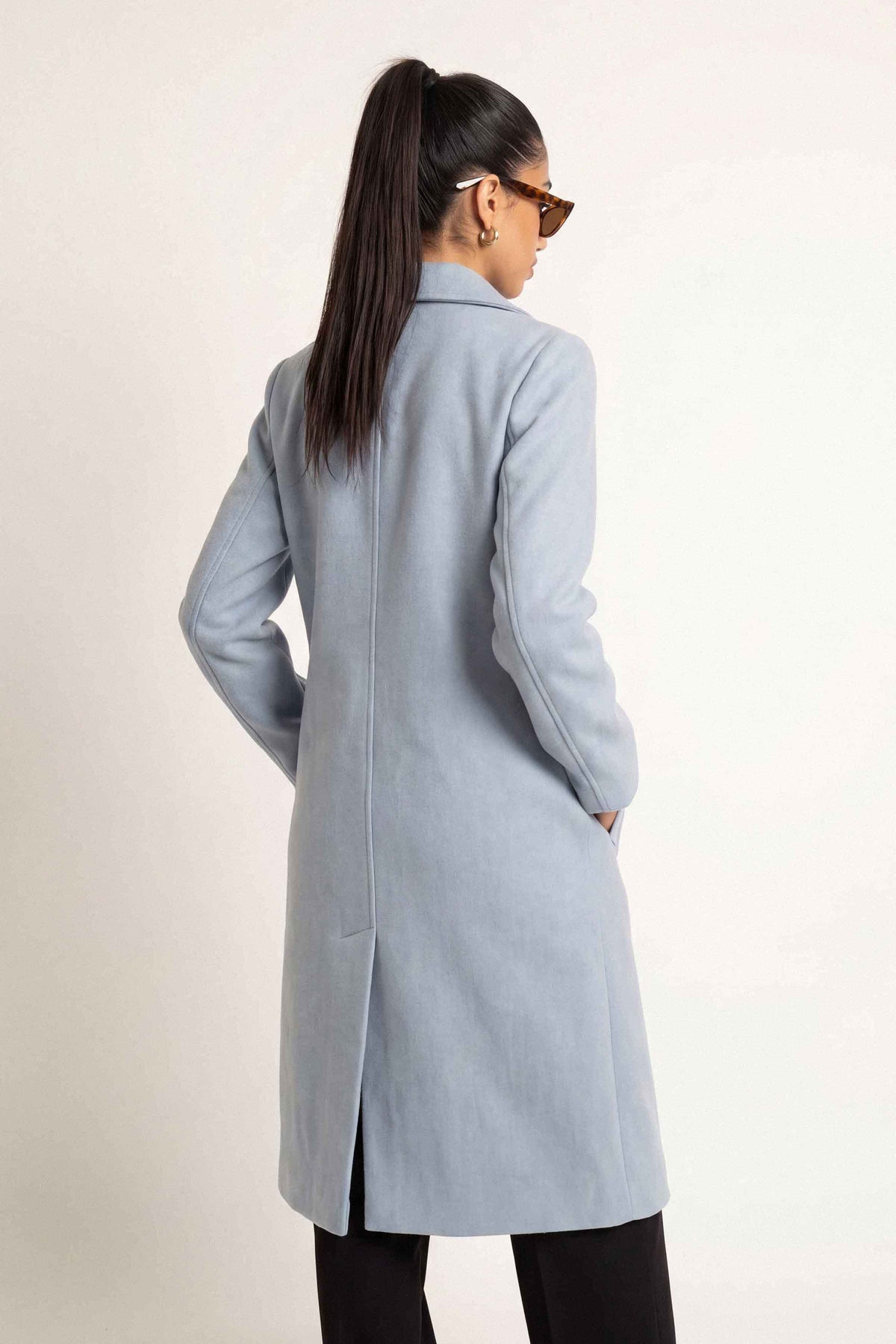 Sky Blue Long Coat-1719480108