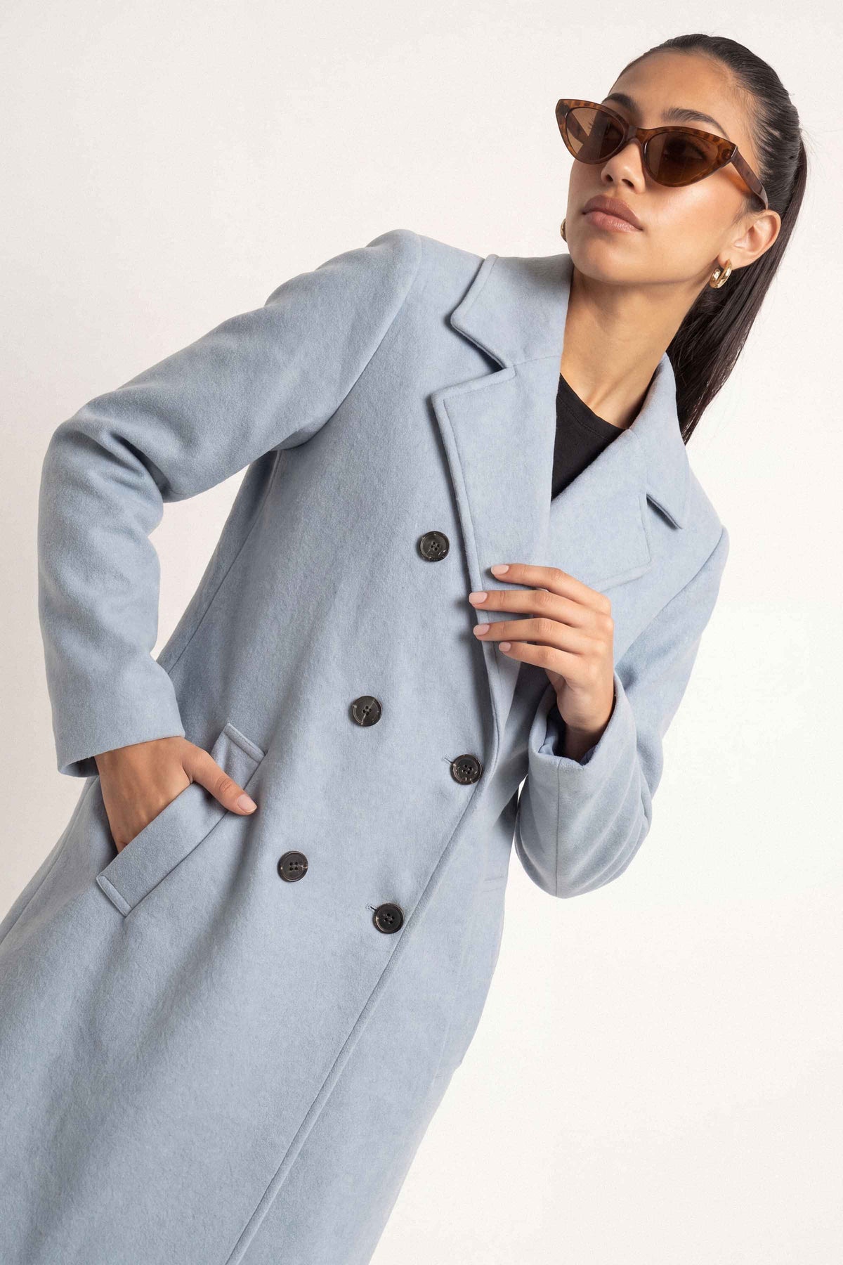 Sky Blue Long Coat-1719480108