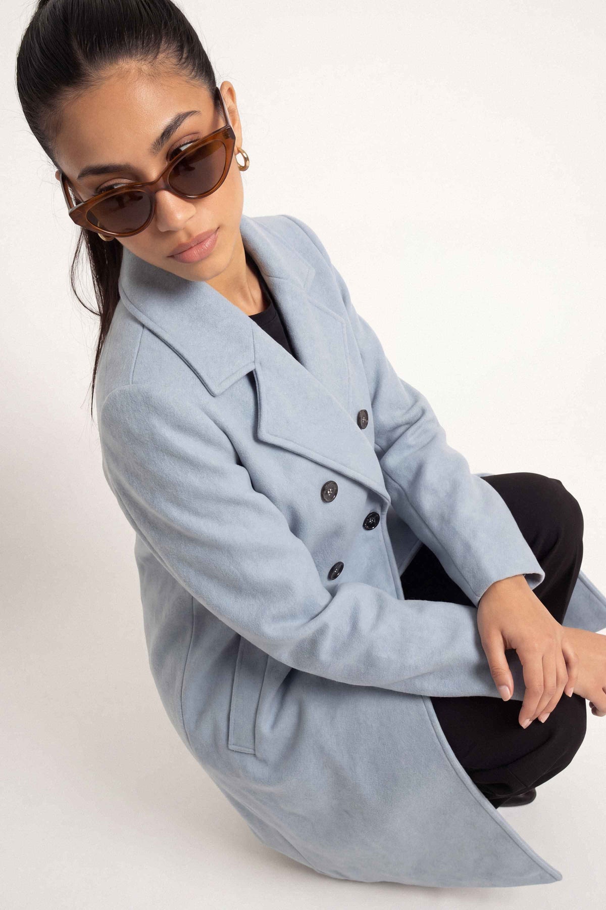 Sky Blue Long Coat-1719480108