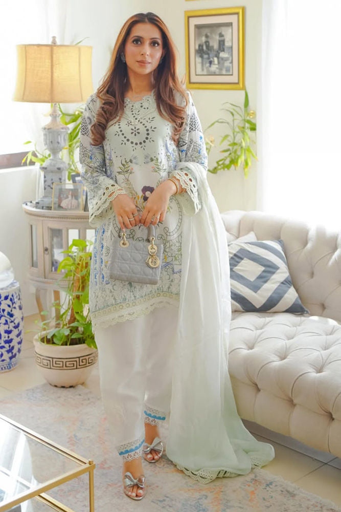 Crema Shirt And Dupatta with Modern Styling | Ansab Jahangir