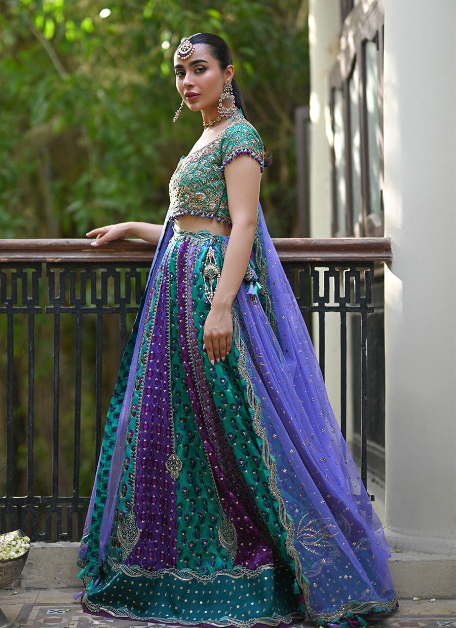 Bluebell Sea Green Block Printed Lehenga Choli