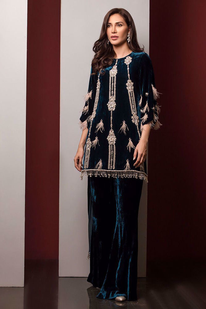 Velvet teal formal shirt