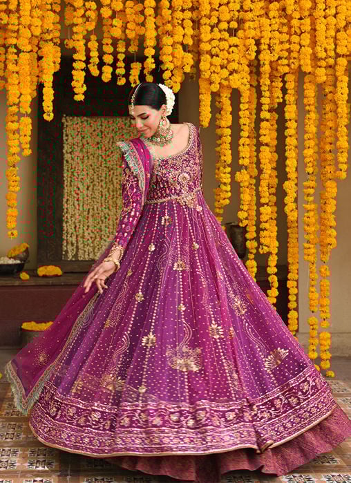 Ayala Magenta Pink Block Printed Shirt Dupatta And Lengha