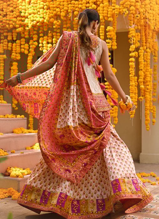 Alira Mehndi Green Kurta And Shalwar With Embellished Block Print Dupatta