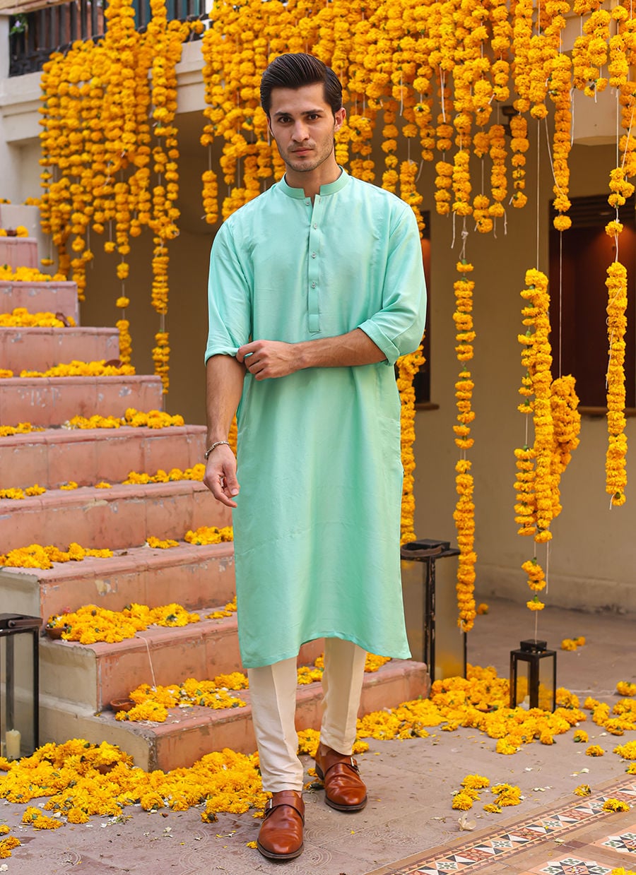 Logan Aqua Kurta For Men