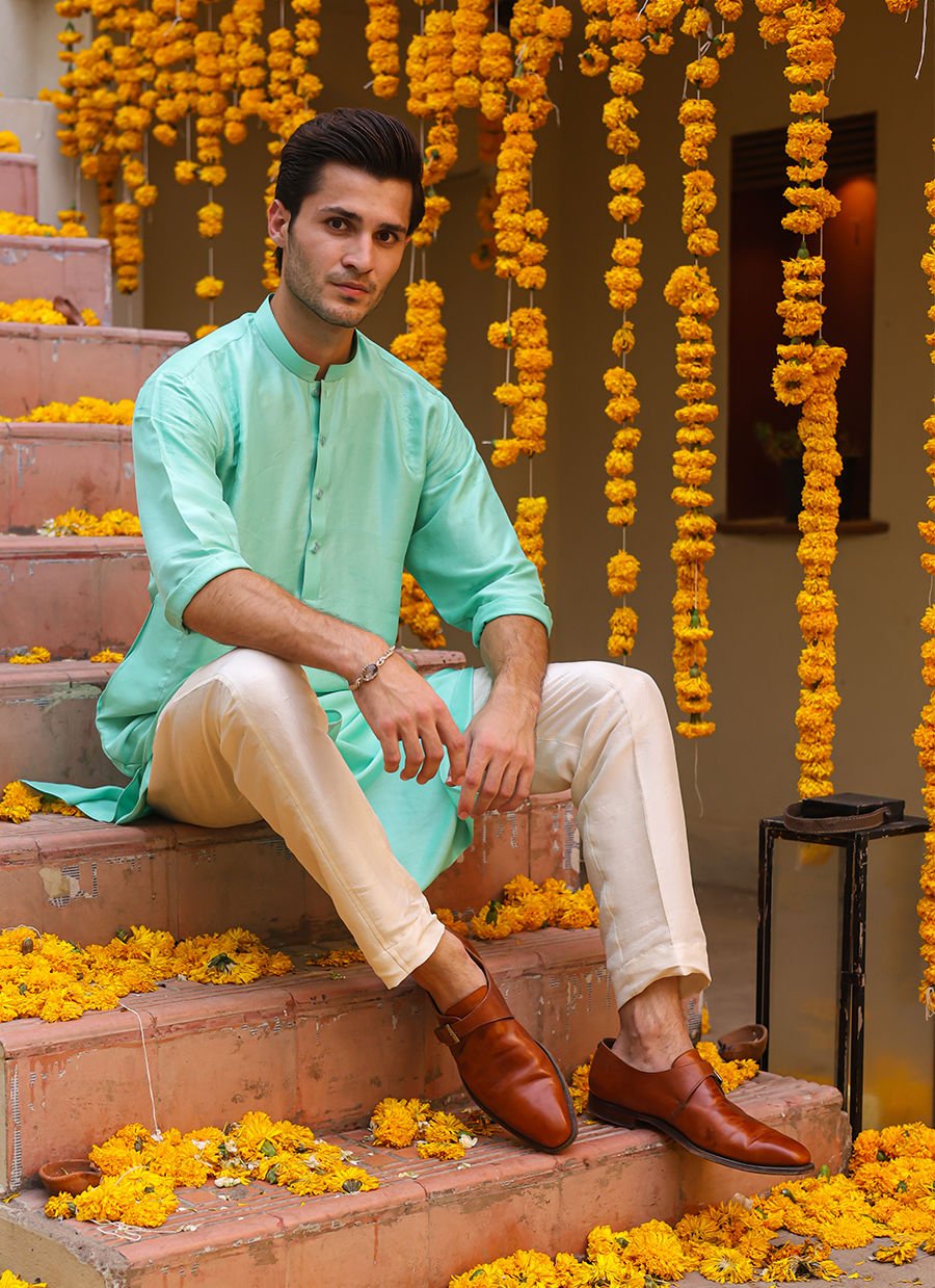 Logan Aqua Kurta For Men