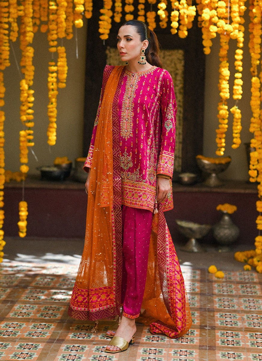 Klara Magenta Pink Panelled Shirt With Shalwar