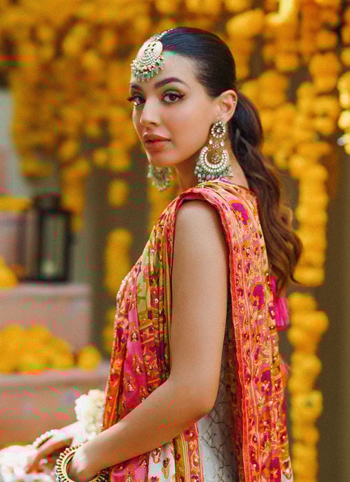 Alira Mehndi Green Kurta And Shalwar With Embellished Block Print Dupatta