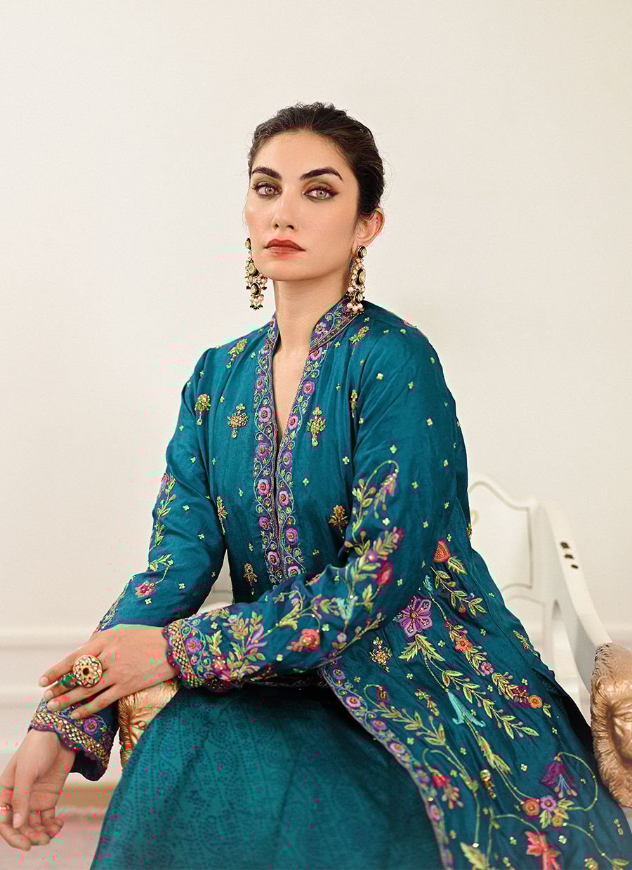 Elara Single Dhaagha Jacket With Block Printed Lehnga