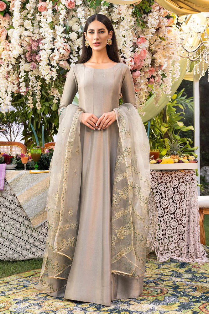 Pebble Grey Kalidaar And Dupatta with Modern Styling | AJ