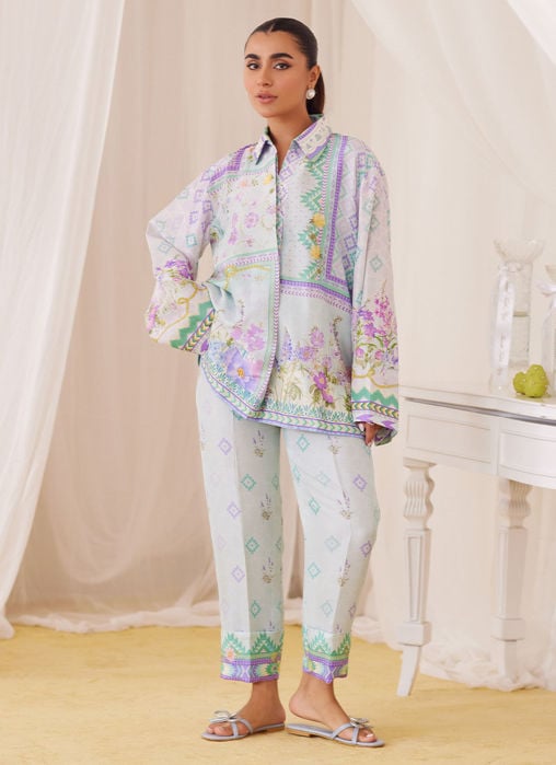 Iraan Navy Printed Crepe Silk Kurta With Silk Ombre Dupatta