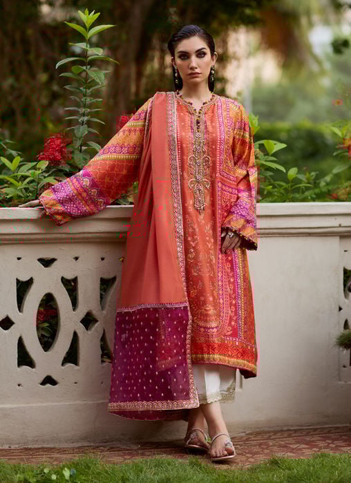 Tazeen Magenta Ombre Shirt And Dupatta